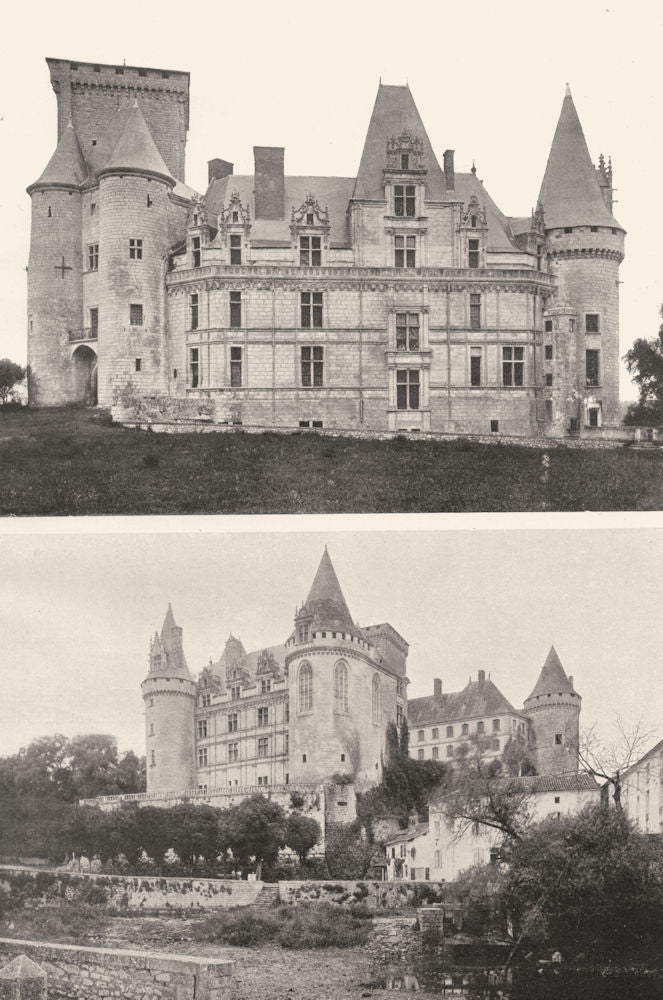 CHARENTE. Rochefoucauld- Château. Façade sur cour; rivière 1904 old print